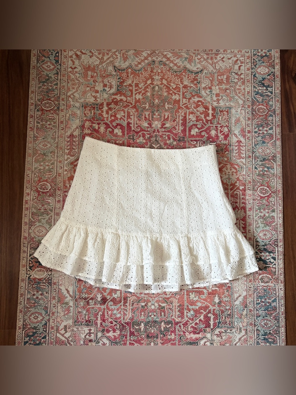 White eyelet lace ruffle mini skirt | coconut girl, y2k summer mini skirt - Picture 2 of 9
